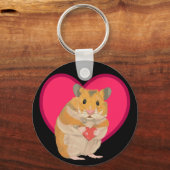 Cute little Hamster holding a red heart Schlüsselanhänger (Rückseite)