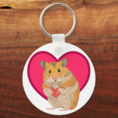 Cute little Hamster holding a red heart Schlüsselanhänger (Vorderseite)