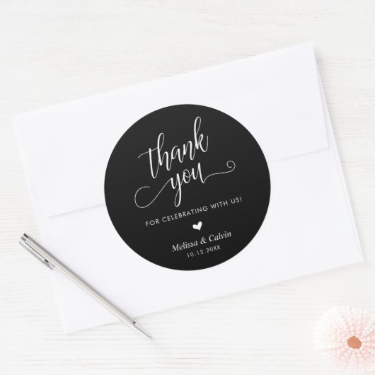 Cute Little Heart Modern Wedding Thank You Gifts Runder Aufkleber (Umschlag)