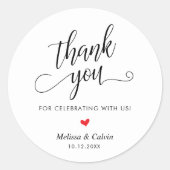 Cute Little Heart Modern Wedding Thank You Gifts Runder Aufkleber (Vorderseite)