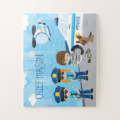 Cute Little Kid Cartoon Policeman with First Name Puzzle (Vertikal)