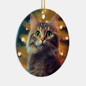 Cute Little Kitten Playing With Christmas Bulb Keramik Ornament (Rechts)
