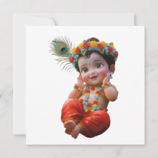 Cute Little Krishna Traditional Indian Art Poster Einladung