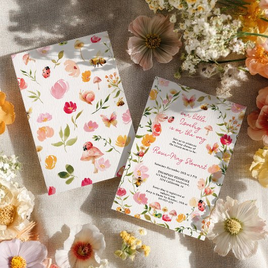 Cute Little Lovebug Spring Garden Baby Shower Einladung