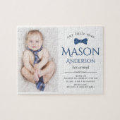 Cute Little Man | Boy Photo Birth Announcement Puzzle (Horizontal)