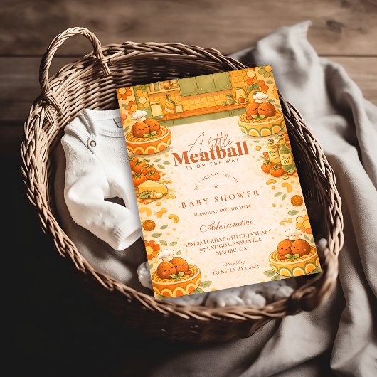 Cute Little Meatball Baby Shower Einladung