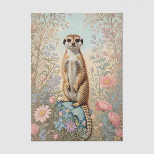 Cute Little Meerkat Pastel Floral Seidenpapier (Vorderseite)