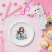 Cute Little Mermaid Baby Shower Paper Plates Pappteller (Party)