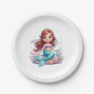 Cute Little Mermaid Baby Shower Paper Plates Pappteller