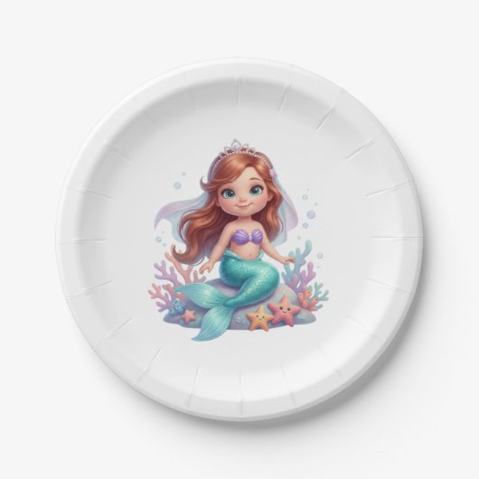 Cute Little Mermaid Baby Shower Paper Plates Pappteller (Vorderseite)