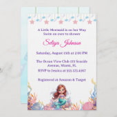 Cute Little Mermaid Under the Sea Girl Baby Shower Einladung (Vorne/Hinten)