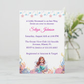 Cute Little Mermaid Under the Sea Girl Baby Shower Einladung (Stehend Vorderseite)