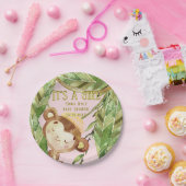Cute Little Monkey Its A Girl Tropic Pink  Pappteller (Party)
