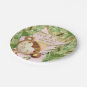 Cute Little Monkey Its A Girl Tropic Pink  Pappteller (Schrägansicht)