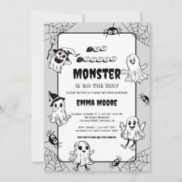 Cute Little Monster Baby Shower Illustration Einladung