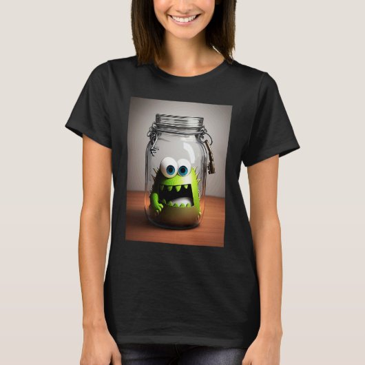 cute little monster in a jar Halloween horror funn T-Shirt (Vorderseite)