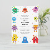 Cute Little Monster Kids Birthday Invitation Einladung (Stehend Vorderseite)