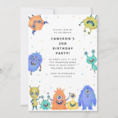 Cute Little Monster Kids Birthday Invitation Einladung (Vorderseite)