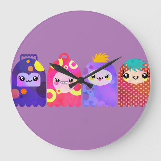 Cute Little Monsters  Große Wanduhr (Vorderseite)