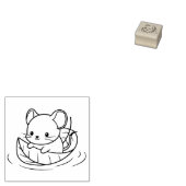 Cute Little Mouse Leaf Boat 1x1 Gummistempel (Stempel)