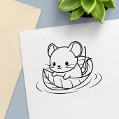 Cute Little Mouse Leaf Boat Permastempel