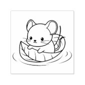 Cute Little Mouse Leaf Boat Permastempel (Design)