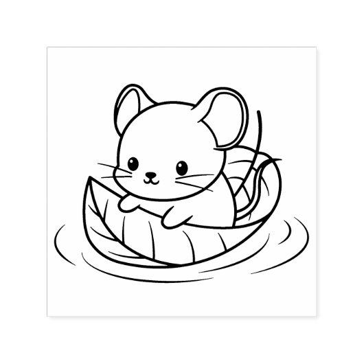 Cute Little Mouse Leaf Boat Permastempel (Design)