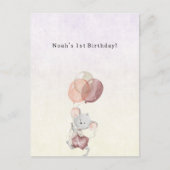 Cute Little Mouse With Pink Balloons Invitation Postkarte (Vorderseite)