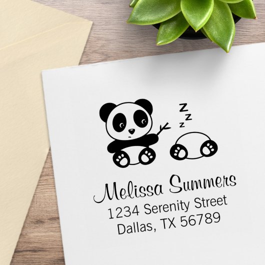 Cute Little Pandas Address Gummistempel