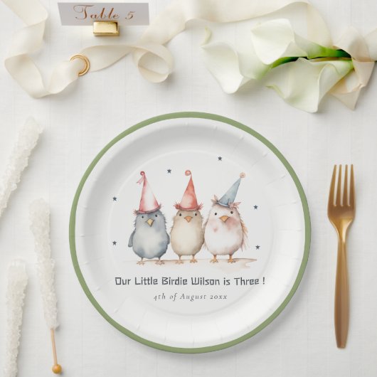 Cute Little Party Birds Any Age Kids Birthday Pappteller (Hochzeit)