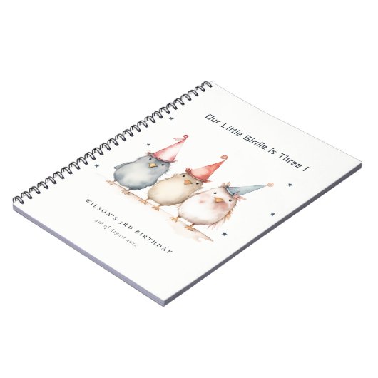Cute Little Party Birds Kids Birthday Guestbook Notizblock (Linke Seite)