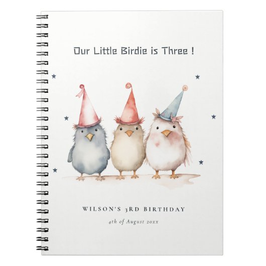 Cute Little Party Birds Kids Birthday Guestbook Notizblock (Vorderseite)