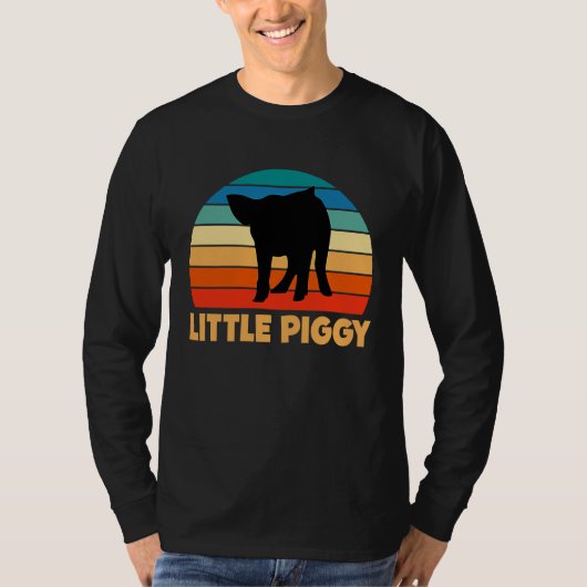 Cute Little Piggy Sunset Piglet Silhouette T-Shirt (Vorderseite)