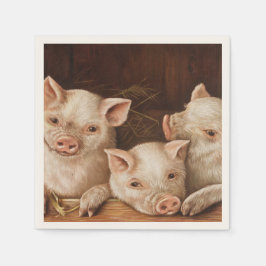 Cute little piglets in a barn at the farm serviette