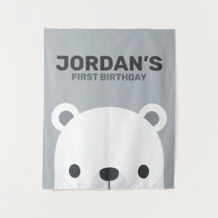 Cute Little Polar Bear Geburtstag Wandteppich