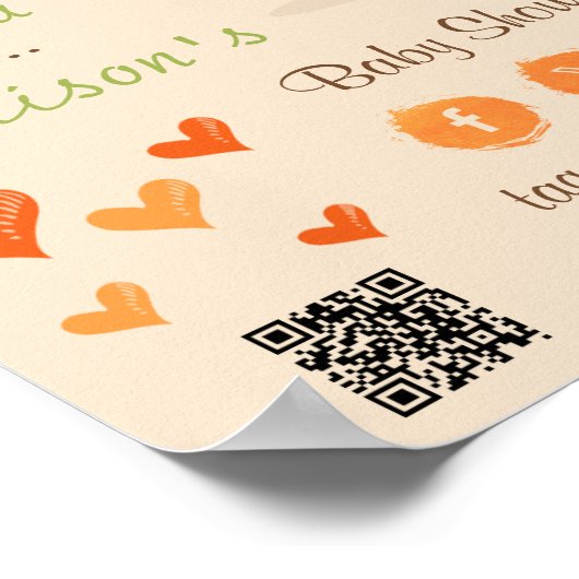 Cute Little Pumpkin Baby Shower Welcome Sign Poster (Ecke)