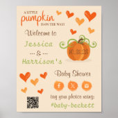 Cute Little Pumpkin Baby Shower Welcome Sign Poster (Vorne)
