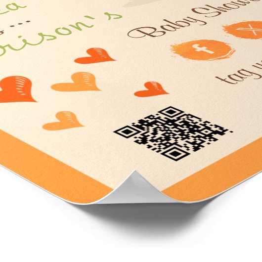 Cute Little Pumpkin Baby Shower Welcome Sign Poster (Ecke)