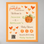 Cute Little Pumpkin Baby Shower Welcome Sign Poster (Vorne)