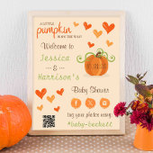 Cute Little Pumpkin Baby Shower Welcome Sign Poster