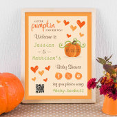 Cute Little Pumpkin Baby Shower Welcome Sign Poster