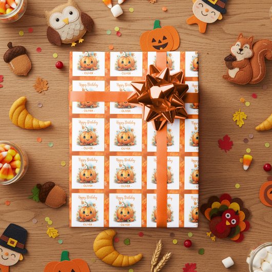 Cute Little Pumpkin Birthday Geschenkpapier