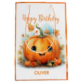 Cute Little Pumpkin Birthday Mittlere Geschenktüte (Vorderseite)