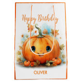 Cute Little Pumpkin Birthday Mittlere Geschenktüte (Rückseite)