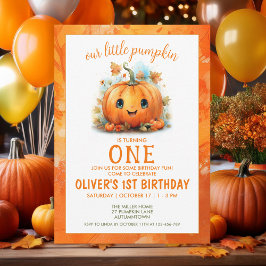 Cute Little Pumpkin Birthday Party Invitation Einladung