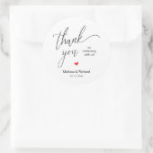 Cute Little Red Heart Sweet Wedding Thank You Gift Runder Aufkleber (Tasche)