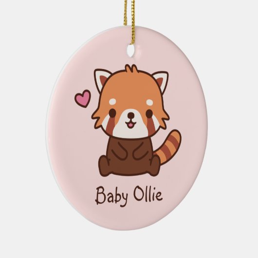 Cute Little Red Panda Doodle Kids Personalized Keramik Ornament (Rechts)