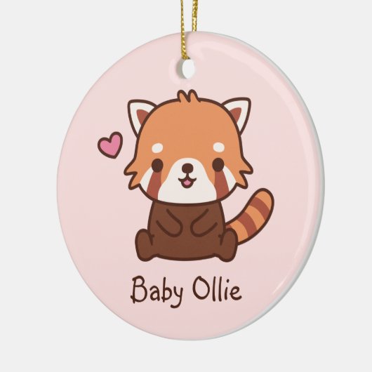Cute Little Red Panda Doodle Kids Personalized Keramik Ornament (Links)
