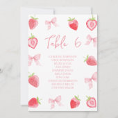 Cute Little Strawberry Bow Baby Girl Table Number (Vorderseite)