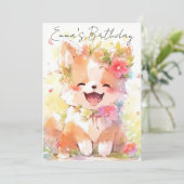 Cute little Watercolor Dog Birthday Einladung (Stehend Vorderseite)